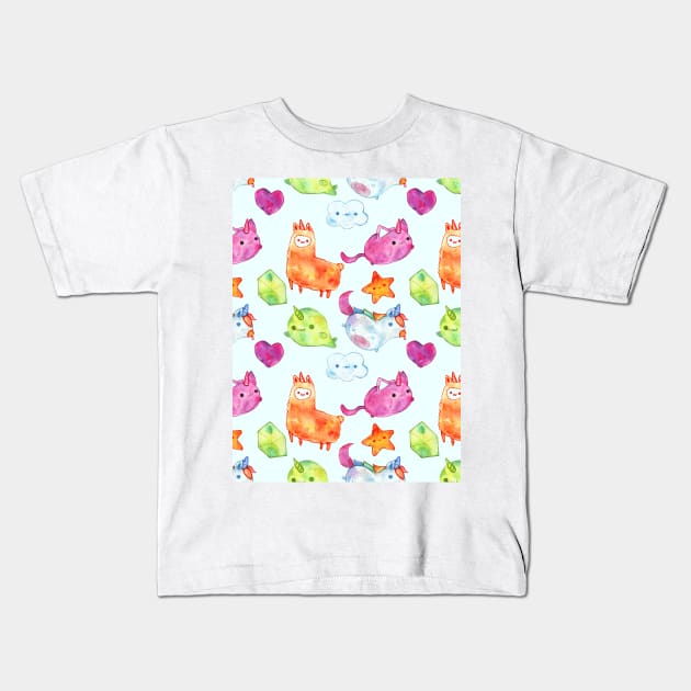 kawaii watercolor animals Kids T-Shirt by lezettern